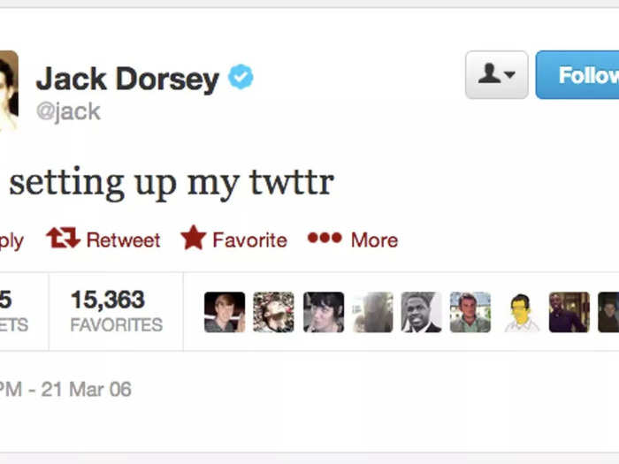 2006: Jack Dorsey sends the first-ever tweet.