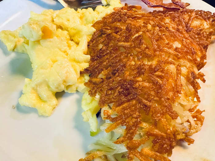 The hash browns looked incredible but tasted alright.