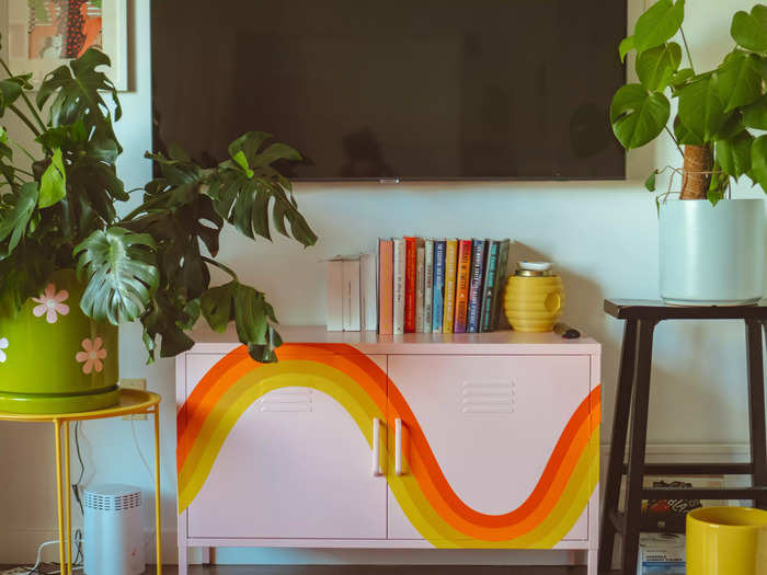 Vinyl stickers transformed a locker from Walmart into a statement furniture piece.