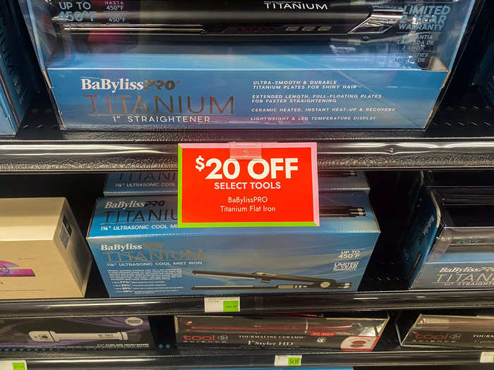 Another sign said that customers would receive $20 off select styling tools.