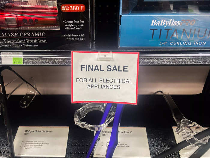 A sign that said all electrical appliances were final sale made me wonder if this is one of the locations planned for closure in the near future.