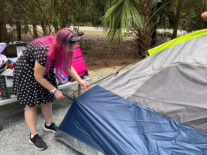 I knew pitching the tent would be difficult as a first-timer, but I didn