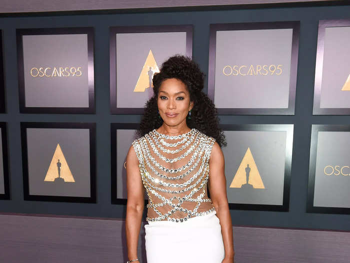 Angela Bassett donned a regal gown featuring a see-through, crystal bodice.