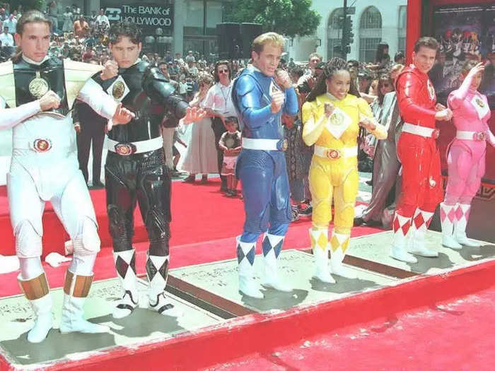 In June 1995, the stars of "Mighty Morphin Power Rangers: The Movie" posed and dressed in character at Mann