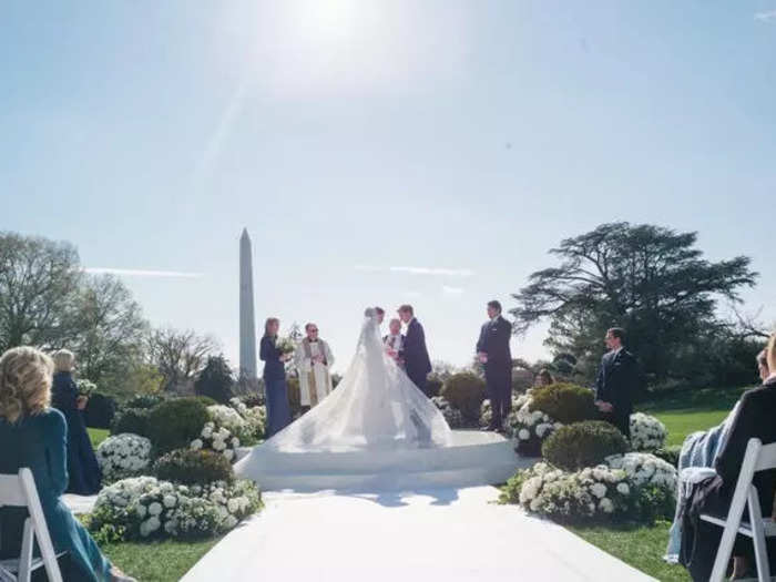 The bride and groom recited their own vows in front of approximately 250 guests.