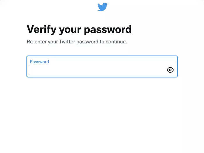 You will then be prompted to re-enter your Twitter account password