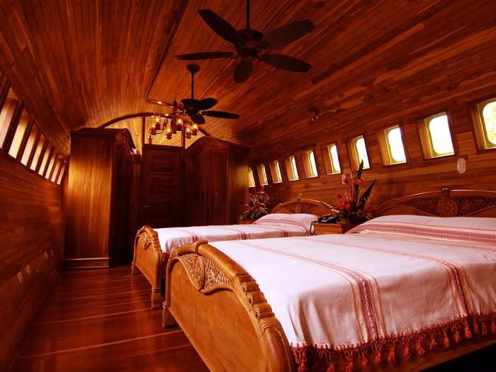 Both bedrooms are air-conditioned and a total of three queen-sized beds are available for guests.