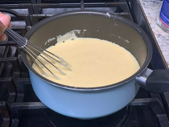 The next step in the process was making the cheese sauce.