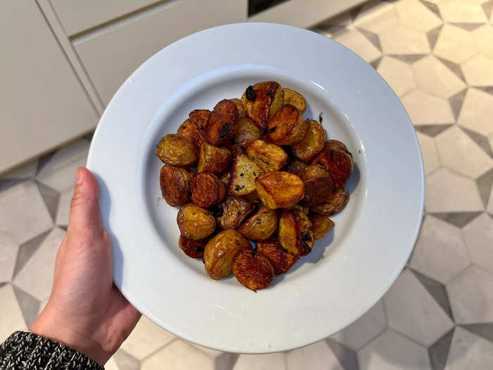 The roast potatoes looked fit to serve a king or a queen.