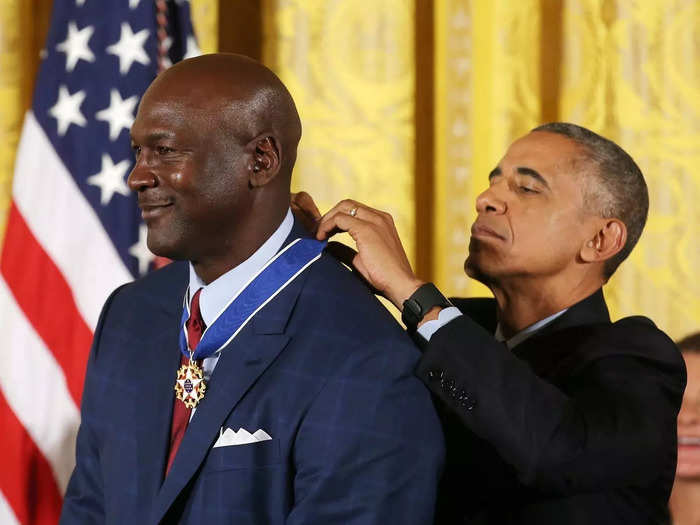 In addition to winning six NBA championships, Jordan has won other prestigious awards. In 2016, President Barack Obama awarded him with the Presidential Medal of Freedom because, as Obama joked, Jordan is 