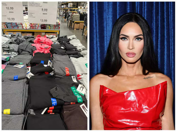 Megan Fox has a preference for Kirkland items from Costco. The fleeces below cost around $12, while the tracksuit pants cost roughly $16.50.