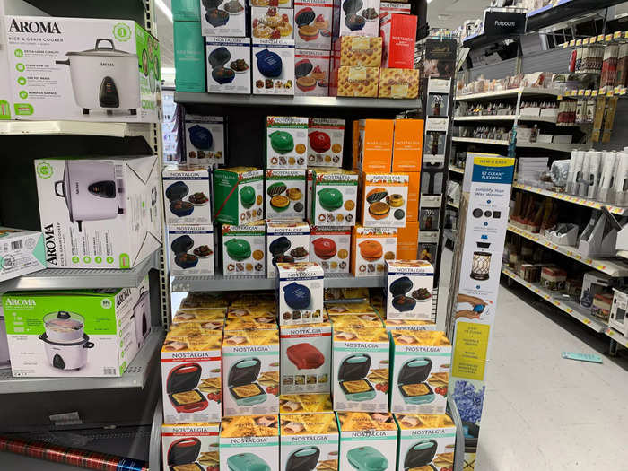 Other kitchen appliances, including Instant Pots and mini waffle makers, were also in stock.