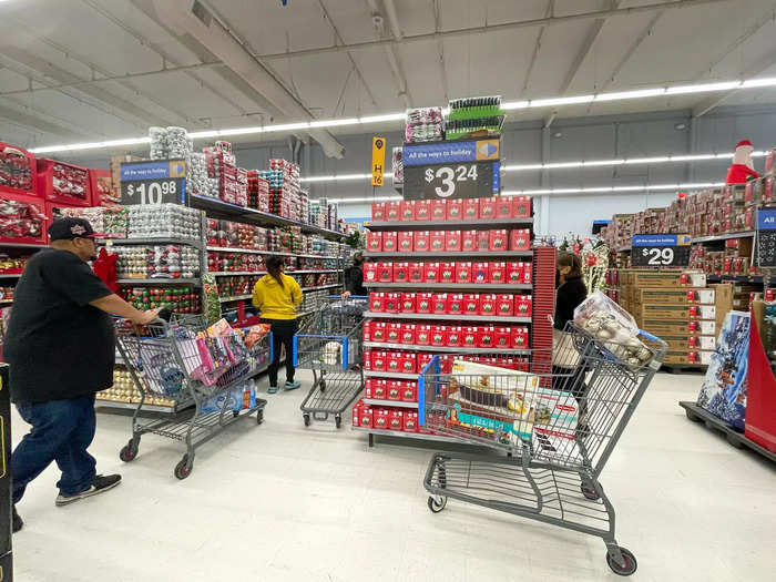 Beside the bins, the majority of customers flocked to the holiday decor and rear electronics sections …