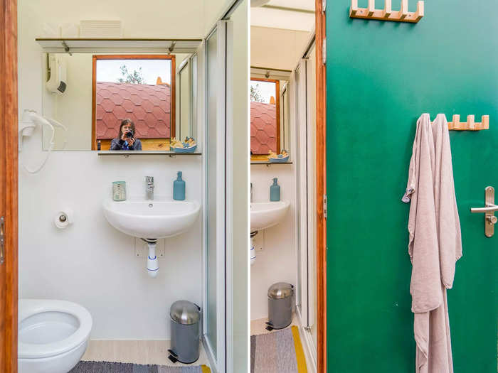 In a small cottage next to the barrel was our private bathroom. I thought it was modest, but had everything we needed — towel racks, a sink, a toilet, and a small shower.