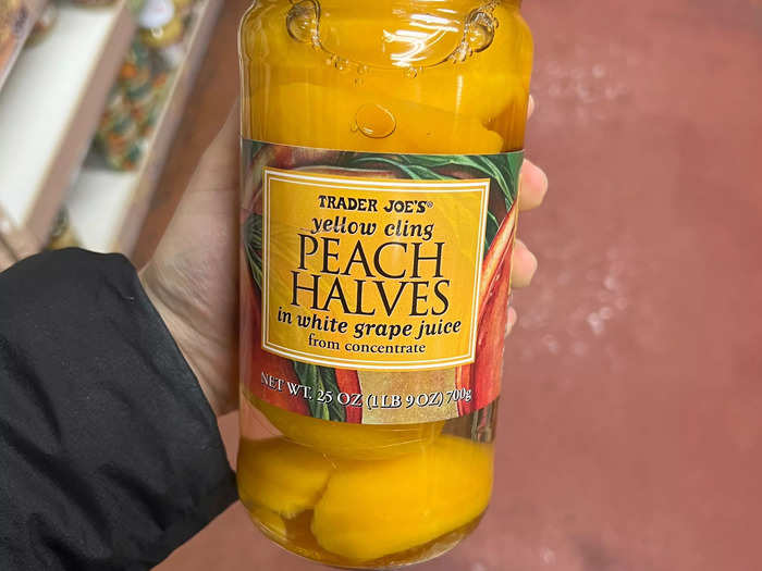 Canned peach halves are truly satisfying.