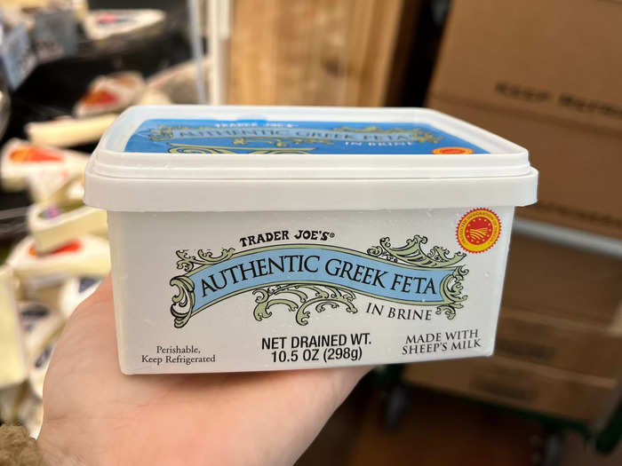 The flavor and texture of a block of feta in brine can