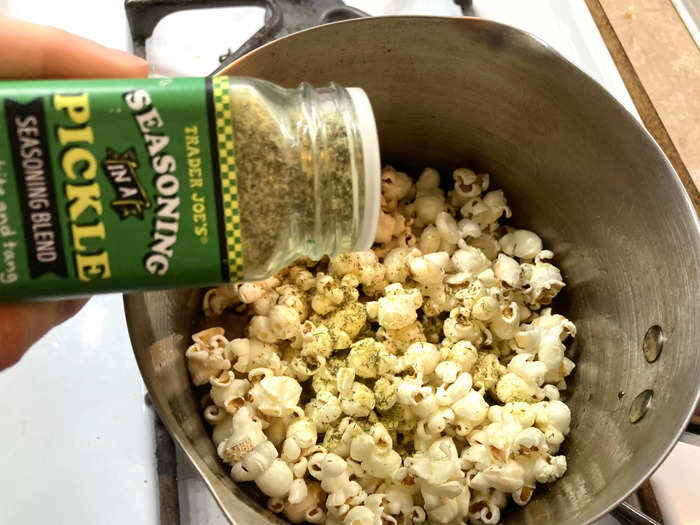 Next, I tried the pickle seasoning on some homemade popcorn.