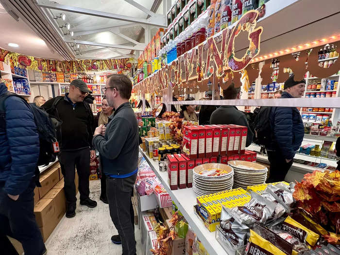 The shop was tiny and packed with American customers collecting last-minute treats for Thanksgiving.