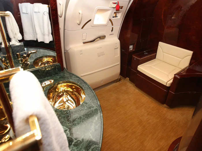 ...as well as a toilet that doubles as a seat, which is common on many private jets.