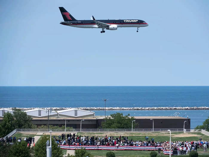 And, it was no secret whose plane was flying overhead as it sported a giant "T" on the tail and "TRUMP" written in large letters on the fuselage.