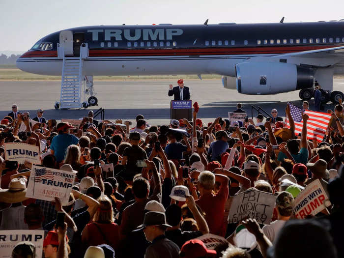 Registered N757AF, Trump bought the 31-year-old plane in 2011 for a reported $100 million and it became an icon at his 2016 campaign rallies all over the US.