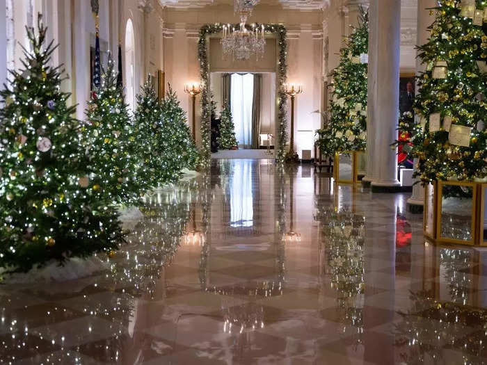 In total, the White House Christmas display includes 77 trees and 83,615 holiday lights.