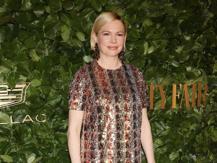 Michelle Williams attended the event in a sequinned minidress by Valentino.