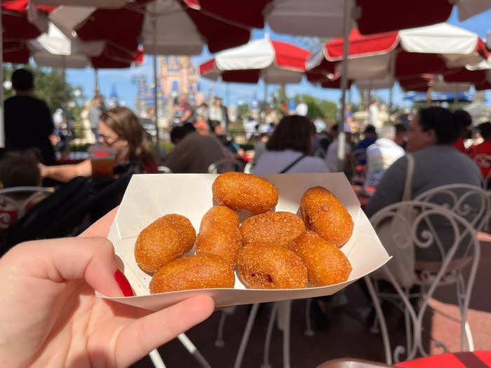 The corn-dog nuggets were sweet and delicious.