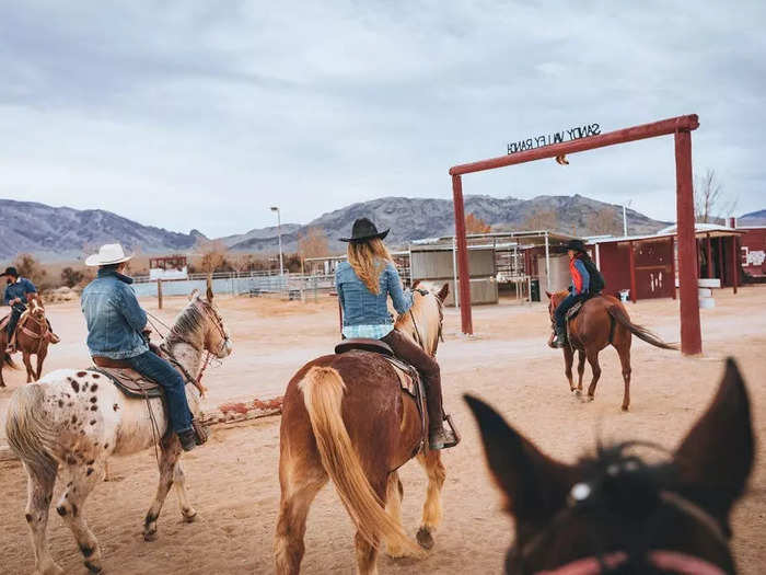 Guests get the full cowboy experience — including horseback riding, cattle penning, and cattle driving.