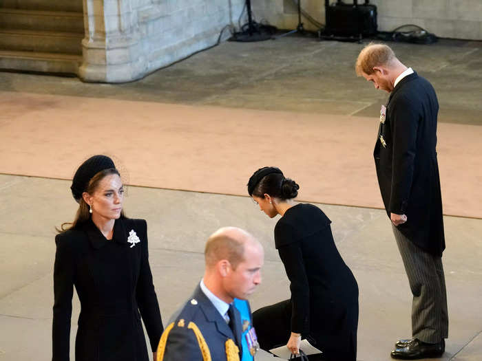 Queen Elizabeth died at the age of 96 on September 8, 2022. Meghan curtsied to the monarch