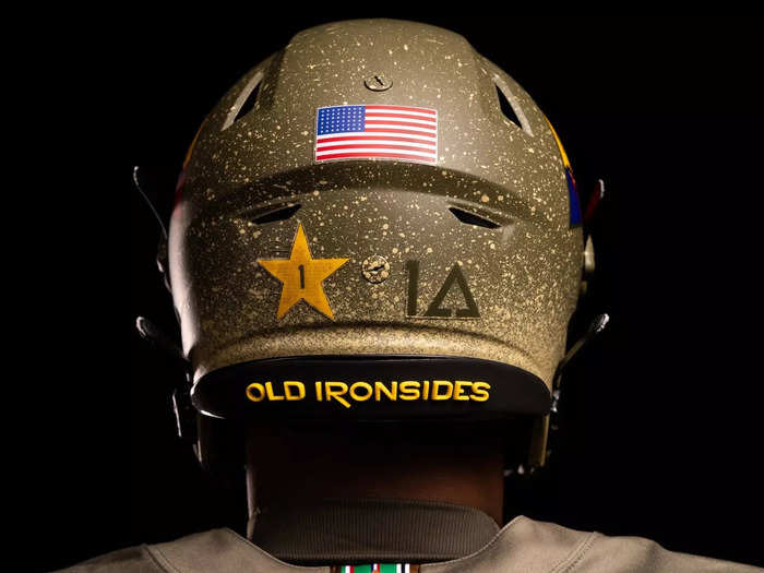 The back of the helmet has the 48-star flag used during WW2.