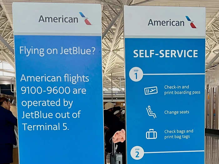 JetBlue passengers connecting to an overseas American flight in Terminal 8 will need to take the shuttle bus that connects the two terminals airside.