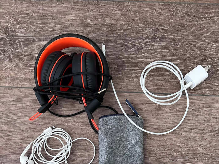 Multiple sets of different headphones and chargers helped us all stay connected.