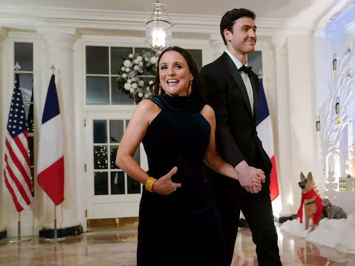 And actress Julia Louis-Dreyfus, who played a fictional US president on the television show "Veep," brought her son Charlie to the real thing.