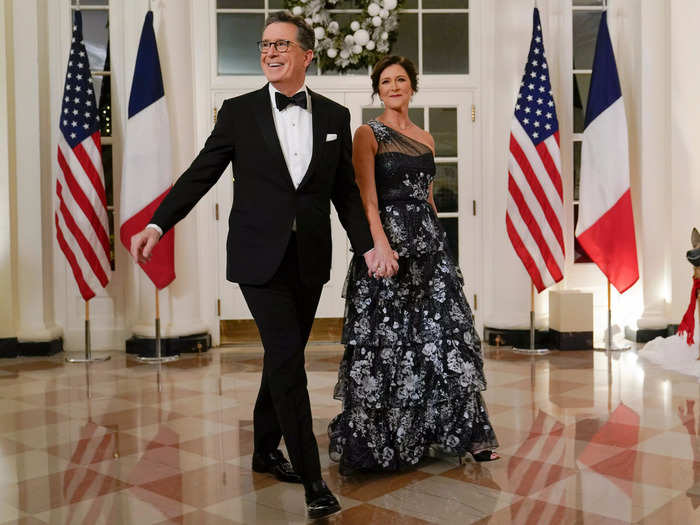 Late-night talk show host Stephen Colbert and his wife were among the distinguished guests.