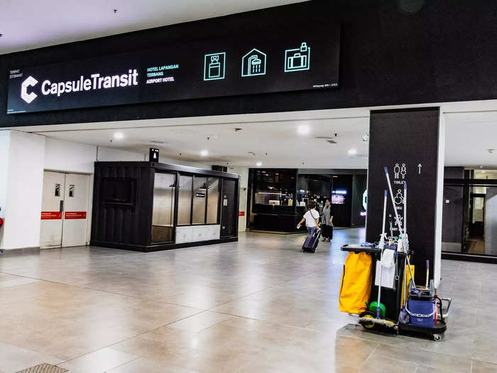 CapsuleTransit has two locations in the airport: landside, in the adjacent mall, and airside, in the departure hall.