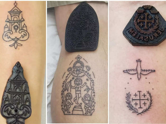 The artists at Razzouk Tattoo can do different styles of tattoos, but the stamps are their specialty.