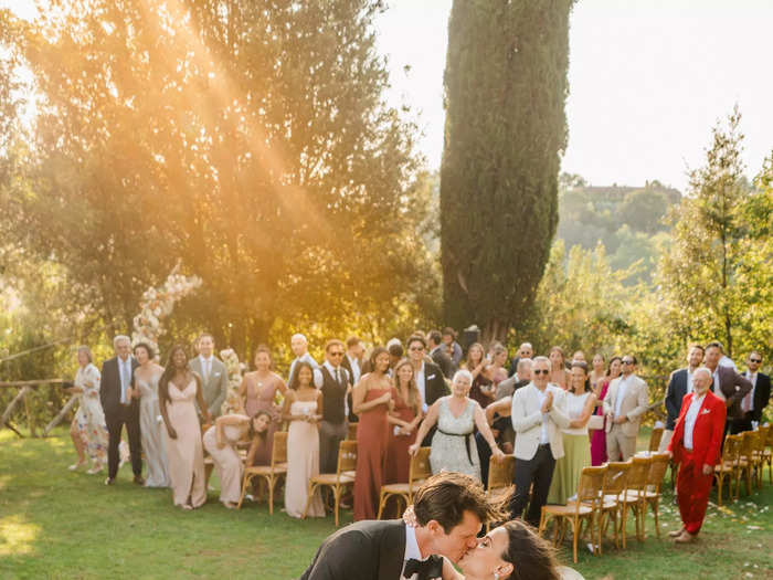 The Whitcombs celebrated with their friends and family members immediately after their ceremony.