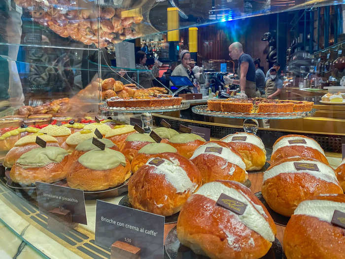 A wide variety of freshly-bakes pastries lined the counter as well.