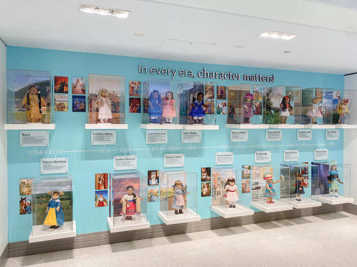 There was also a wall of historic dolls from different eras that I geeked out over. Currently, there are 13 historical American Girl dolls that retail for $115 each with their accompanying books included.