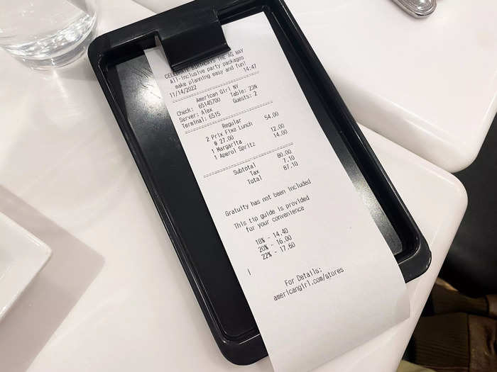 After the meal, our total came out to $87.10 before tip. It was more expensive than the $53 for two pre-fixed meals due to the added drinks.