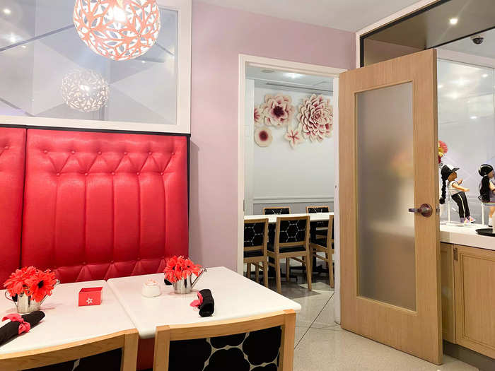 A door led off to a private room for larger groups or birthday parties. The cafe offers birthday party packages for up to 10 guests that vary in price from $25 per child to $40 per child.