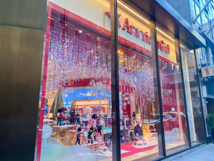 When we arrived for my reservation, the American Girl Place store windows already had elaborate displays set up for the holidays.