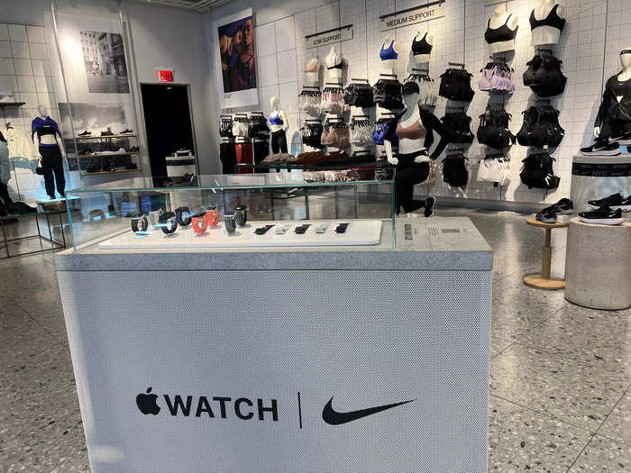 Nike had its own tech display, featuring the Apple Watch Nike.