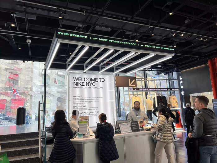 There was a small booth on the first floor to make purchases, and two employees checking customers out.