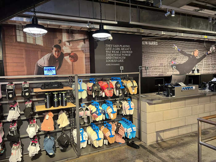 The checkout section had grab-and-go items including sliders and socks.