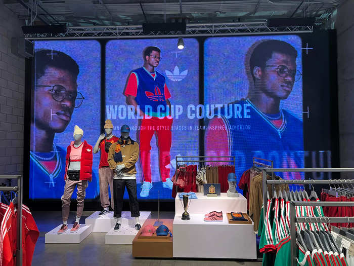 The first floor was covered with soccer jerseys for fans planning on cheering on their team at the World Cup.