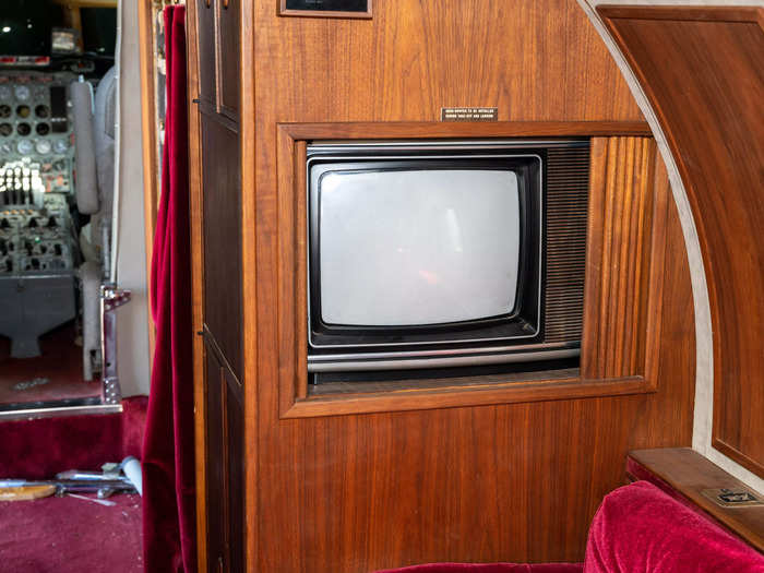 The jet’s original wood cabin paneling has been kept since the 1970s.