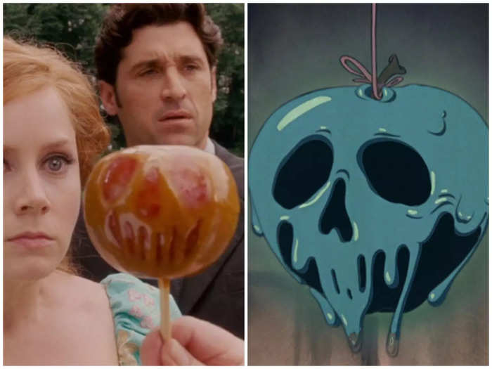 The caramel apple Giselle is handed is designed to look exactly like the poisoned apple in "Snow White."