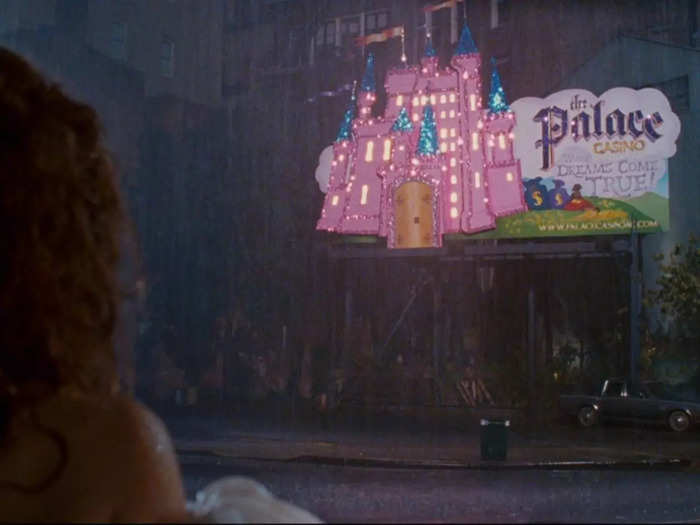 Giselle spots a billboard for the Palace Casino. It